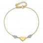 14K Two Tone Gold Puffed Mom Heart Bracelet