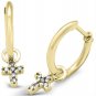 14K Yellow Gold Diamond Cross Dangle Hoop Earrings