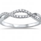14K White Gold .16 Carat Diamond Twisted Infinity Anniversary Wedding Band