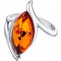 Sterling Silver Baltic Amber Elliptical Ring