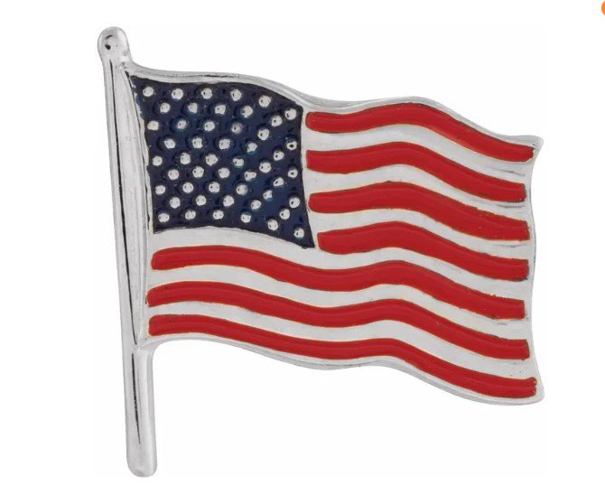 14K White or Yellow Gold American Flag Pin - Small