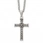 Stainless Steel Antiqued & Polished Cross Pendant Necklace