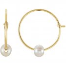 14K Yellow or White Gold Cultured Fresh Water Pearl Youth Huggie Earrings