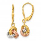 Sterling Silver Tri Color Love Knot Leverback Earrings