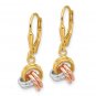 Sterling Silver Tri Color Love Knot Leverback Earrings