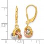 Sterling Silver Tri Color Love Knot Leverback Earrings