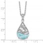 Sterling Silver Larimar Dolphin Teardrop Pendant Necklace