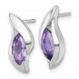 Sterling Silver Marquise Amethyst Drop Post Earrings
