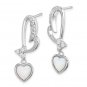 Sterling Silver Created Opal & CZ Heart Earrings
