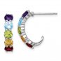 Sterling Silver Multi Gemstone J-Hoop Earrings