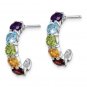 Sterling Silver Multi Gemstone J-Hoop Earrings