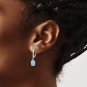 Sterling SIlver Created Blue Opal & CZ Leverback Dangle Earrings