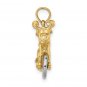 14K Two Tone Gold 3-D Chopper Motorcycle Pendant
