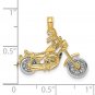 14K Two Tone Gold 3-D Chopper Motorcycle Pendant