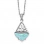 Sterling Silver Rhodium Plated Larimar Sailboat Necklace w/2 Inch Extension