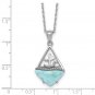 Sterling Silver Rhodium Plated Larimar Sailboat Necklace w/2 Inch Extension