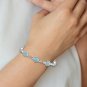 Sterling Silver Round Larimar Cabochon 8 Inch Toggle Bracelet