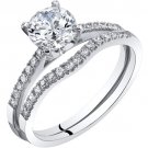 14K White Gold Classic Engagement Ring & Bridal Band Set