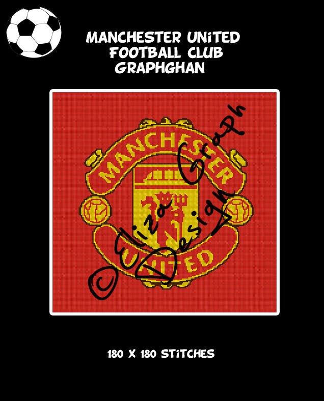 Manchester United Football Club logo crochet graphghan blanket pattern