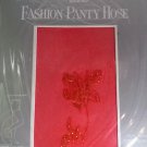 soxland Fashion panty hose red  with gold glitter rose 100% nylon Soxland Hosiery pantyhose