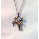 Antique style necklace with a unicorn charm and crystal wings. 18 inch chain