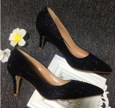 87H100 Rhinestones bling bling bridal pump,available US size 3-10, black