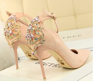 87H097 Luxury Rhinestones Bridal pump,available US size 4-8.5, pink
