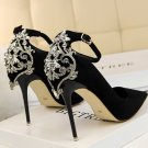 87H097 Luxury Rhinestones Bridal pump,available US size 4-7.5, black