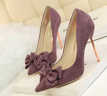 86h095 sweet butterfly stiletto pump, nubuck leather available US Size 4-8.5, violet