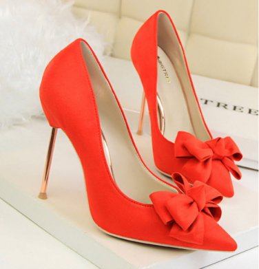 86h095 sweet butterfly stiletto pump, nubuck leather available available US Size 4-8.5, orange