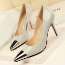 86h093 elegant pointy pump in spell color, plating head, available available US Size 4-8.5, gray