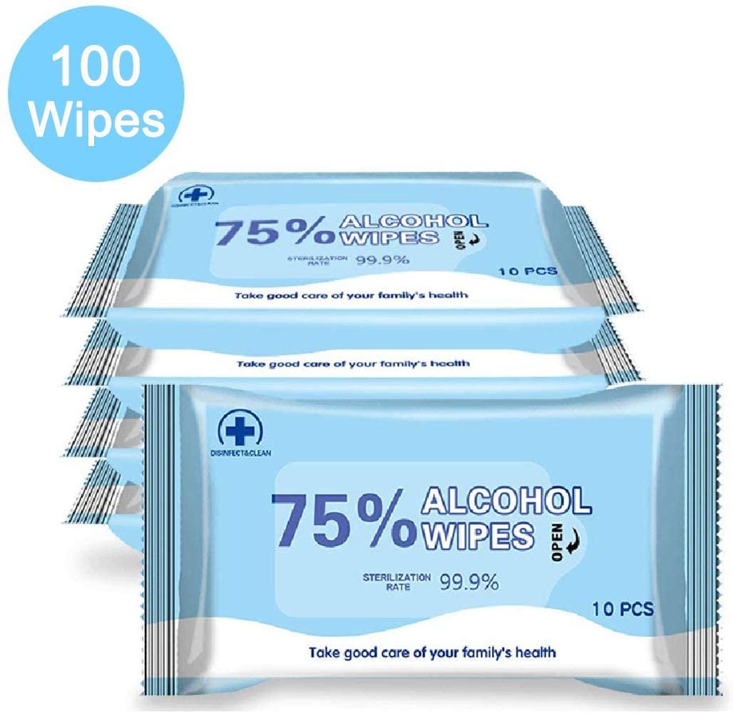 10Pack Disposable 75 Alcohol Wipes