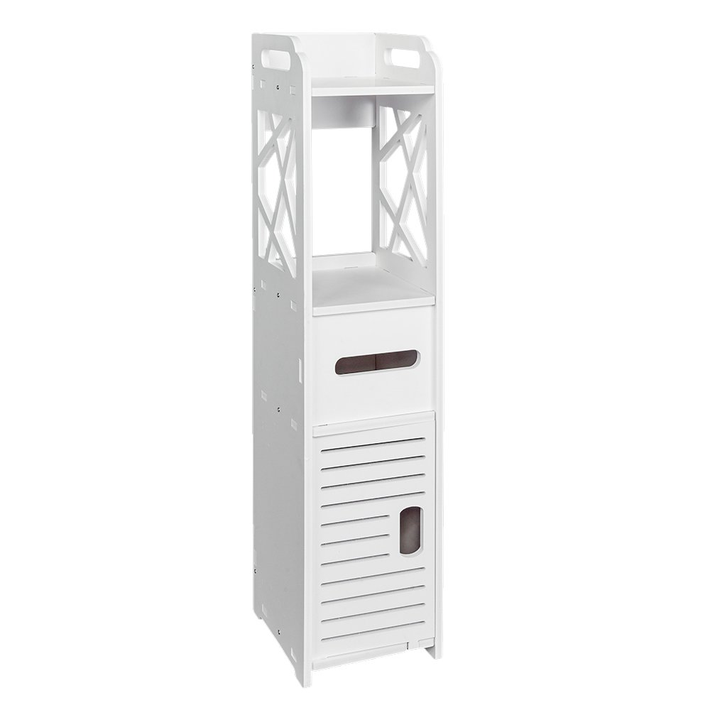 Bathroom Waterproof Storage Shelf Drawer Multi Compartment Organizer White