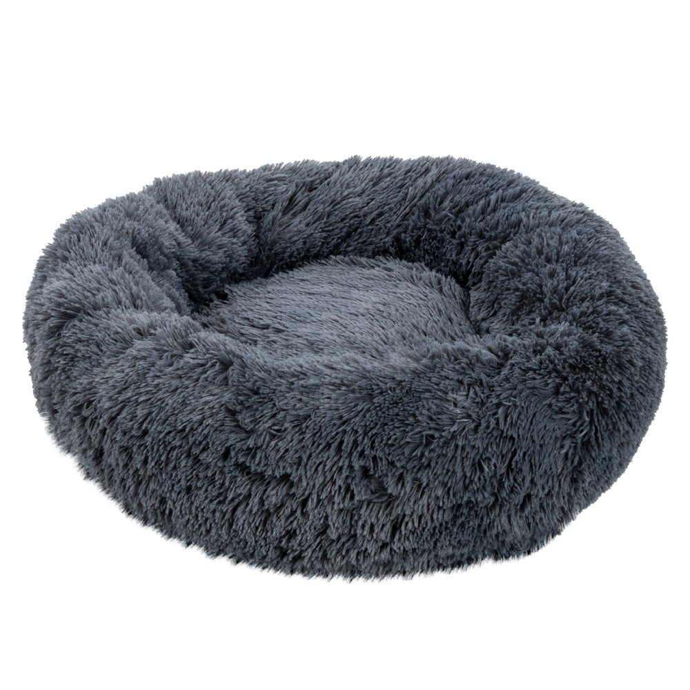 soft plush round calming dog bed