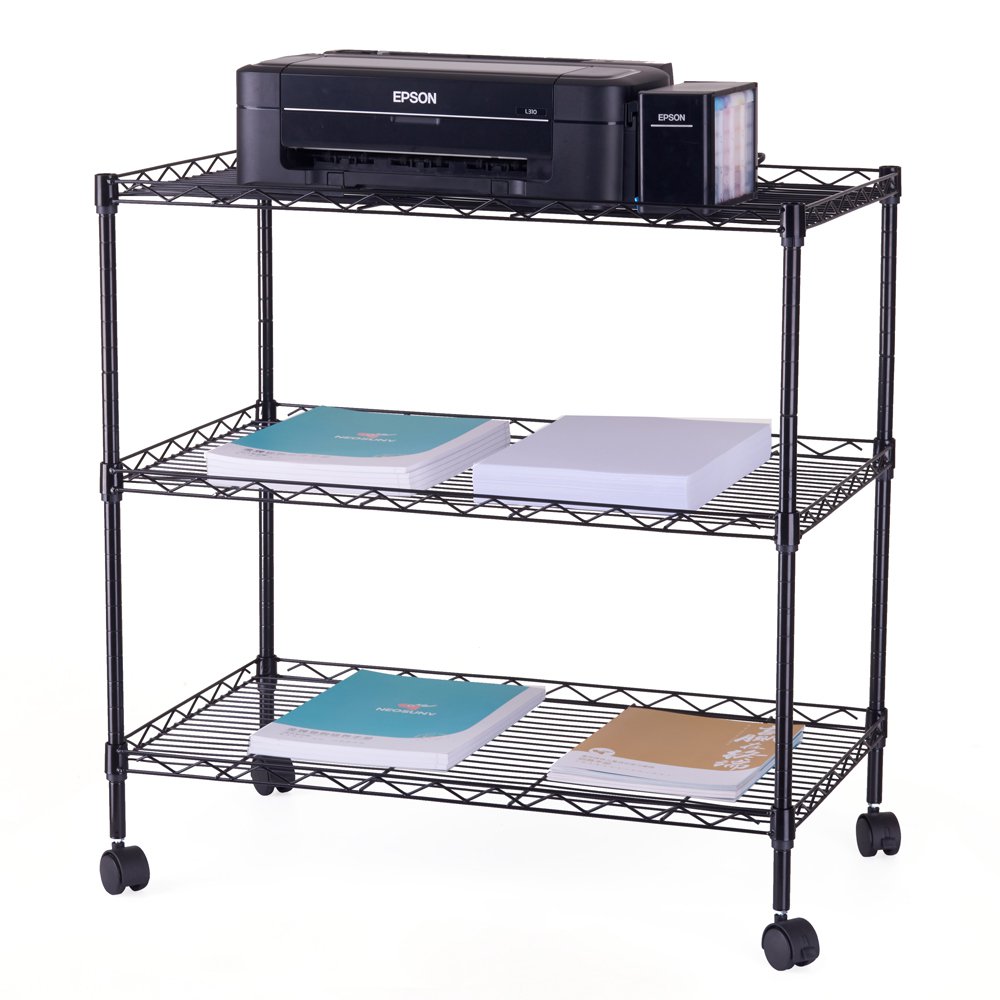 3Shelf Portable Multimedia Cart Black