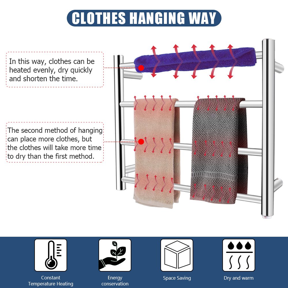 80W Stainless Steel Towel Drying Rack