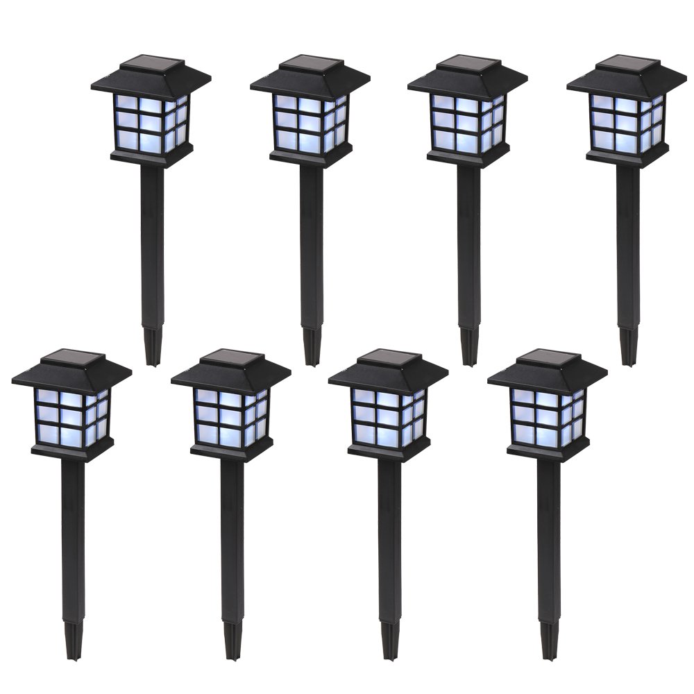 8Pack White LED Solar Lantern Torch Light