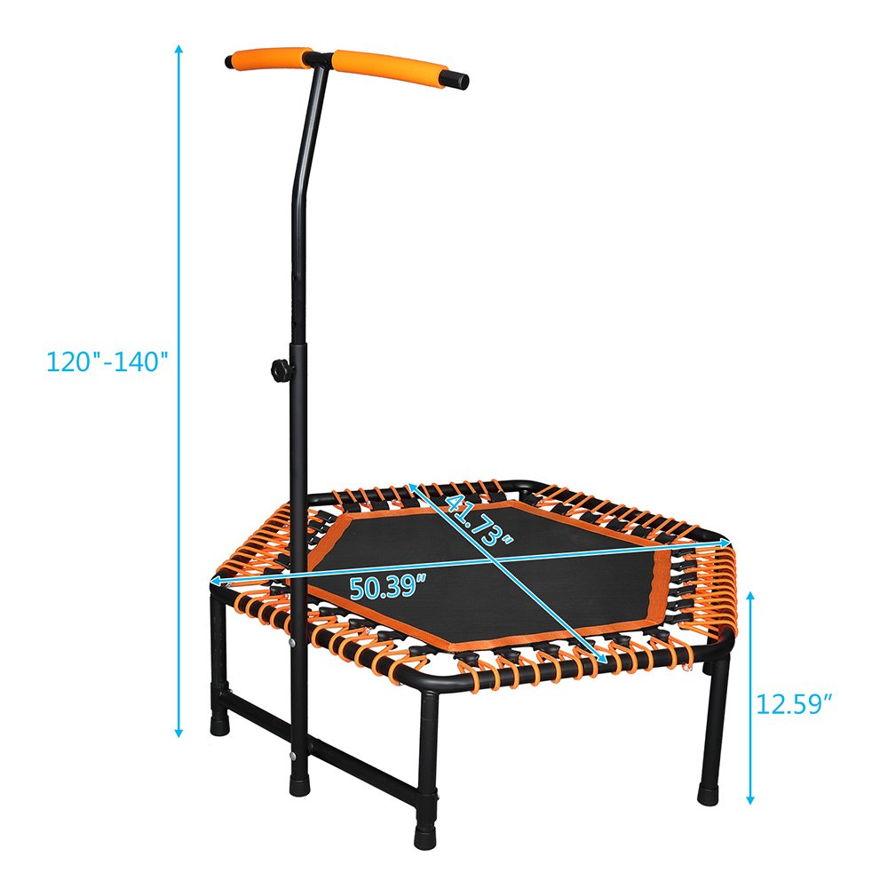 42 X 50 Inch Hexagon Trampoline with Adjustable Handle Bar