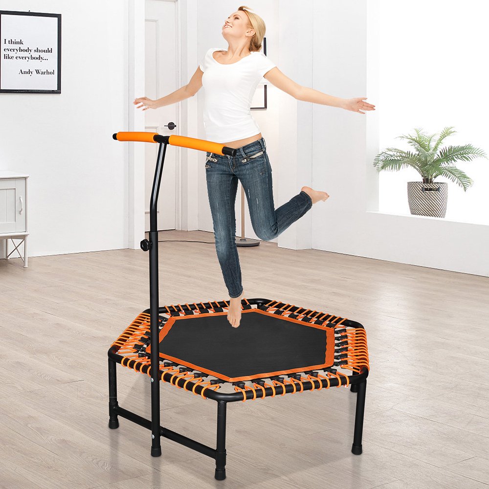 42 X 50 Inch Hexagon Trampoline with Adjustable Handle Bar