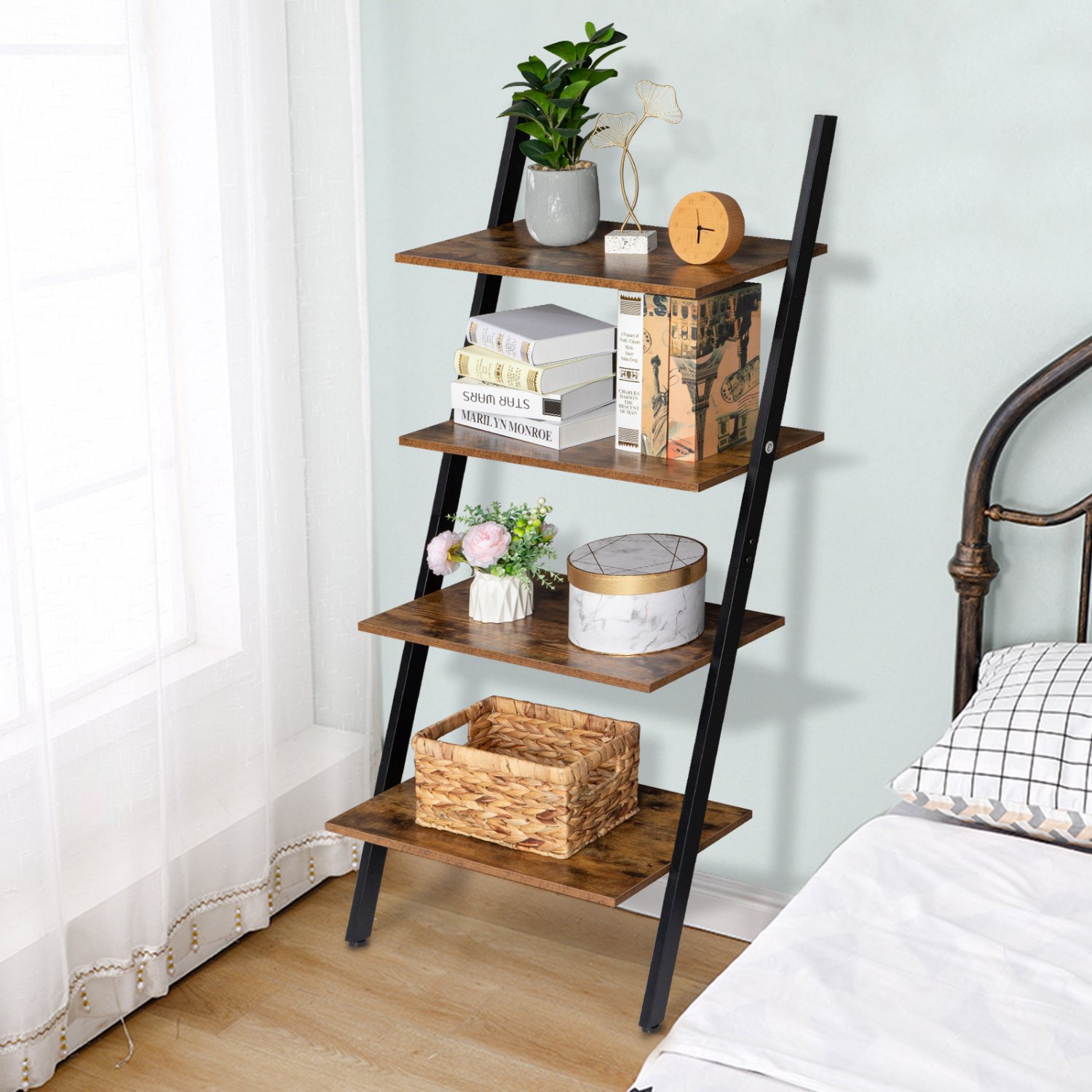 4Tier Industrial Ladder Bookshelf