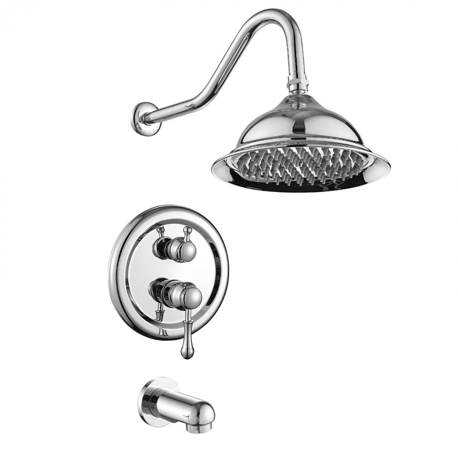 8-Inche Concealed 2 Mode Filtering Shower System Silver