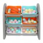 Wooden Kids' Toy Storage Organizer with 6 Plastic Bins