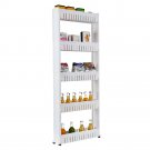 Rolling 5-Tier Slim Slide-Out Storage Organizer White