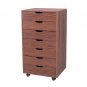 7-Drawer Wooden Filing Cabinet Dark Walnut Color