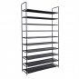 10-Tier Non-woven Fabric Shoe Rack with Handle Black