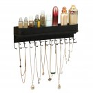 Magnetic Wall-mounted Jewelry Storage with 25 Hooks Black