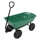 Iron Plastic Four Wheels Garden Cart Green