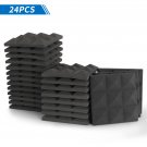 24-Pack 12"x12"x2" Pyramid Acoustic Foam Panel Studio Soundproofing Wall Padding Black