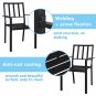 2-Pack Backrest Vertical Grid Wrought Iron Dining Chair Black