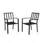 2-Pack Backrest Vertical Grid Wrought Iron Dining Chair Black
